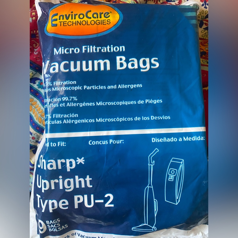 EnviroCare Vacuum Bags, Sharp Upright Type PU-2, 9 bags, Micro Filtration Pack